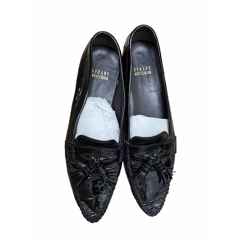 Stuart Weitzman PATENT LEATHER FLATS Shoes Black Size 7,5